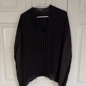 Vince Black and White Striped Blouse
